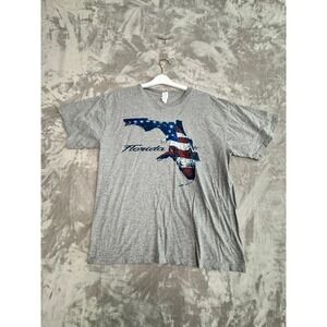 Mens Gray T-Shirt Size‎ Large Cotton Blend Crew Neck Short Sleeve Casual Top